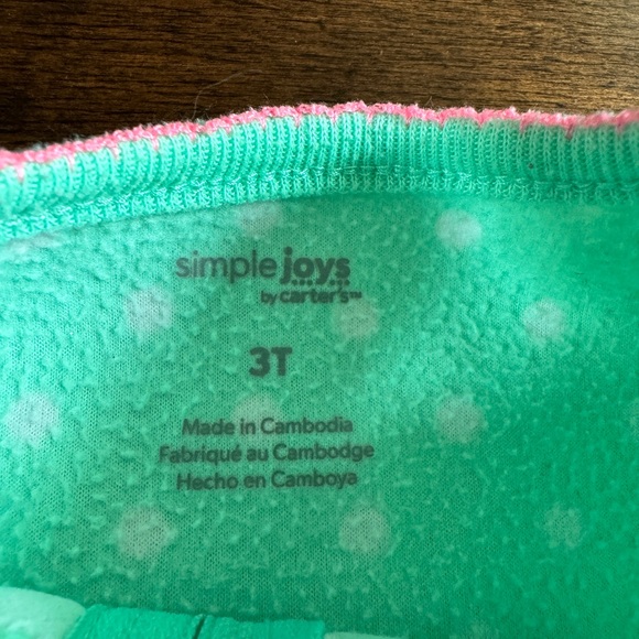 CARTER’S | Simple Joy Toddler Girl Fleece Footed Pajamas - 3T - Picture 3 of 3
